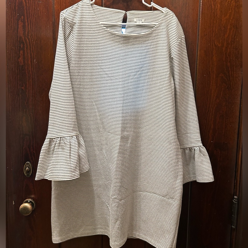 j.crew knit dress with ruffle sleeve details